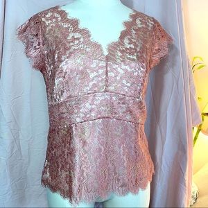NWOT Ann Taylor antique blush & gold lace top